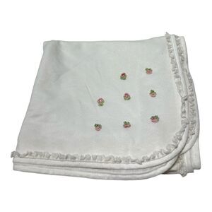 Styled By The Shepherd Vintage Baptism Christening White Baby Blanket Flowers